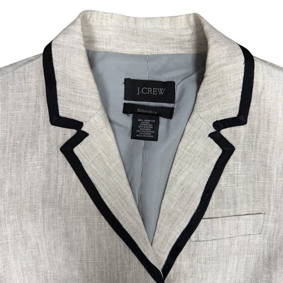 Women's J. CREW Schoolboy Tipped Blazer 100% Linen- Size 2 - Picture 4 of 12